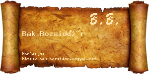 Bak Bozsidár névjegykártya